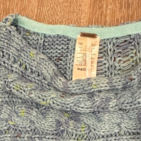 NEW FREE PEOPLE HONEY CABLE PULLOVER SIREN BLUE WOMENS SWEATER   SIZE XS  NWOT - Picture 4 of 10